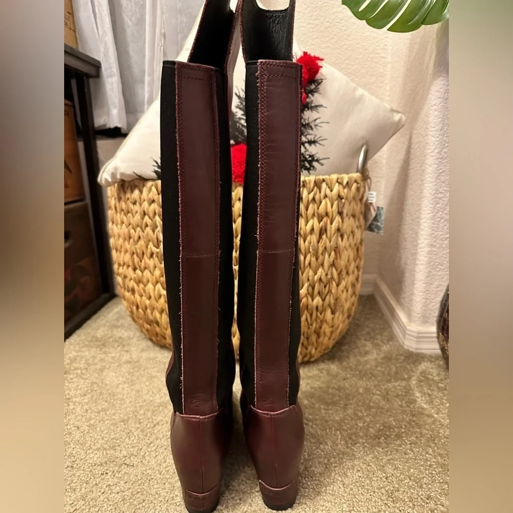 SOREL WOMEN'S FIONA OTK LUX Over the Knee Leather Boot Wine Burgundy Size 7
